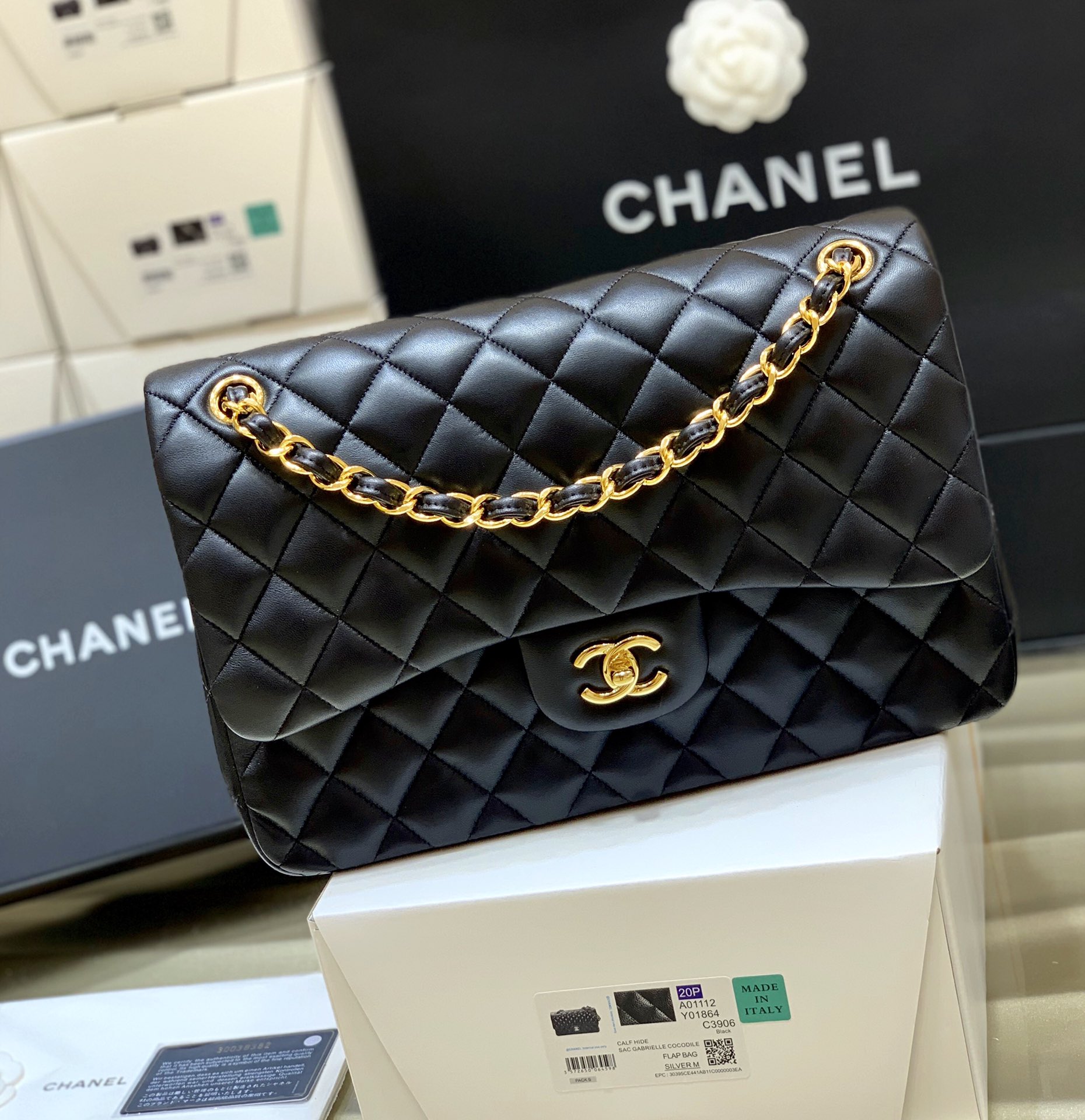 Chanel-Vip-Vintage-Jumbo-Double-Flap-Shoulder-Bag-Black-Quilted-Lambskin-Leather